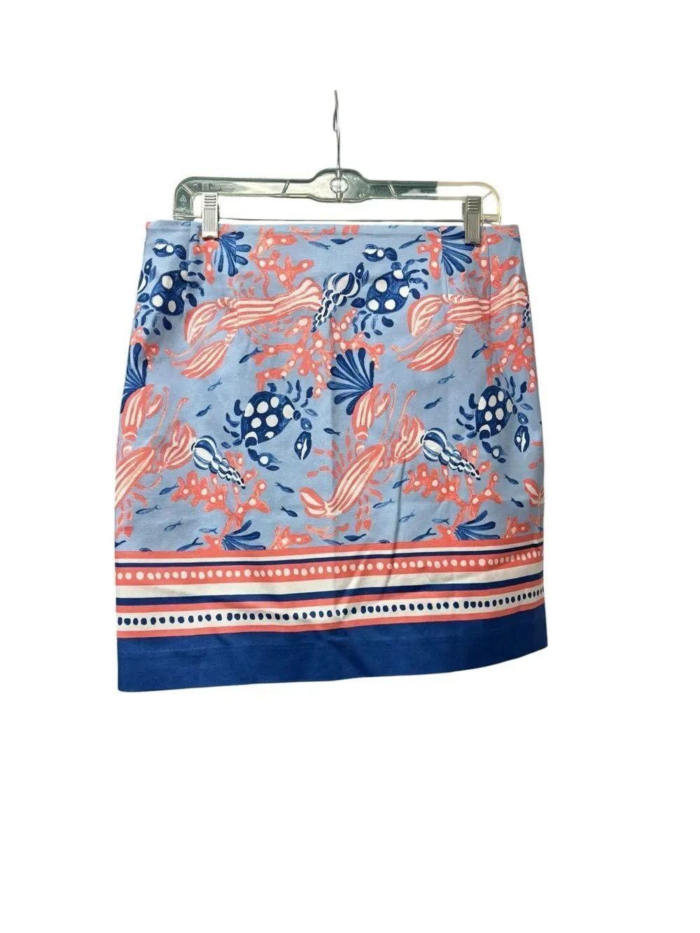 NWT Talbots Blue Floral Coral Patterned A-Line Skirt Size 8p